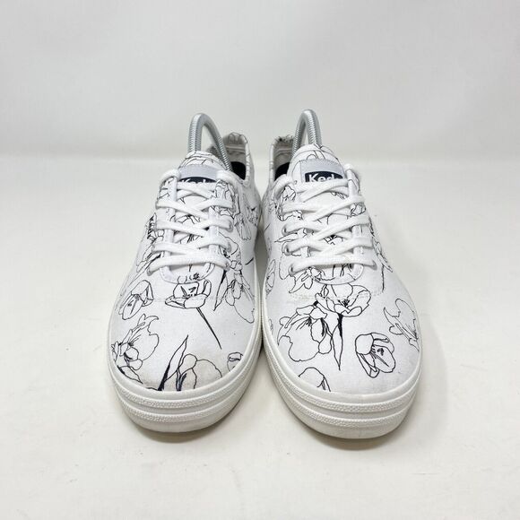 Keds Alley Breezie White and Black Hand Drawn Print Sneakers Size 10 WF66863 - Picture 4 of 14